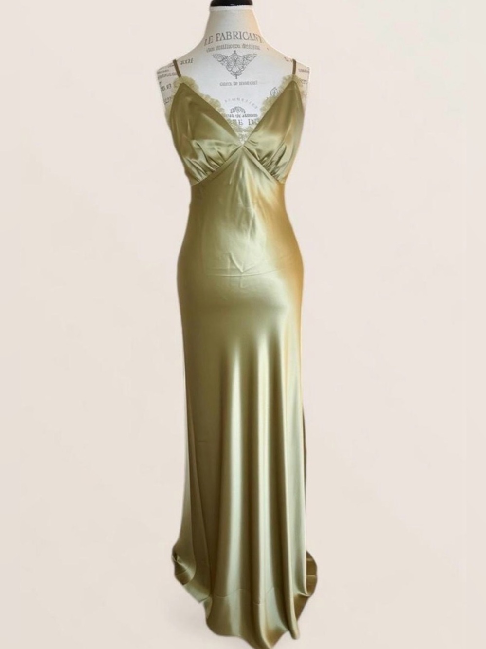 Reformation Olive Green Satin Maxi Dress